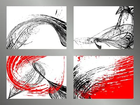 Strokes of black and red paint. Set of 4 templates. Graffiti element. Desig.. Stock Illustration