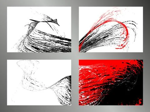 Strokes of black and red paint. Set of 4 templates. Graffiti element. Desig.. Stock Illustration