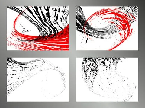 Strokes of black and red paint. Set of 4 templates. Graffiti element. Desig.. Stock Illustration
