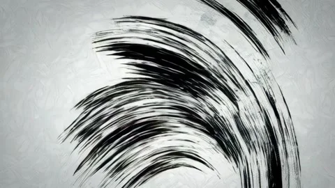 Strokes with a black brush on a gray background. Stock Footage 291316297