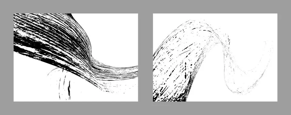 Strokes of black paint on a white background. Set of two templates. Graffiti Stock Illustration