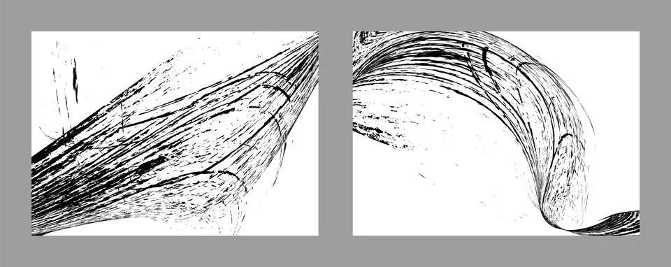 Strokes of black paint on a white background. Set of two templates. Graffit.. Stock Illustration