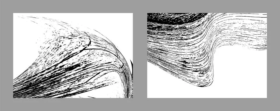 Strokes of black paint on a white background. Set of two templates. Graffit.. Stock Illustration