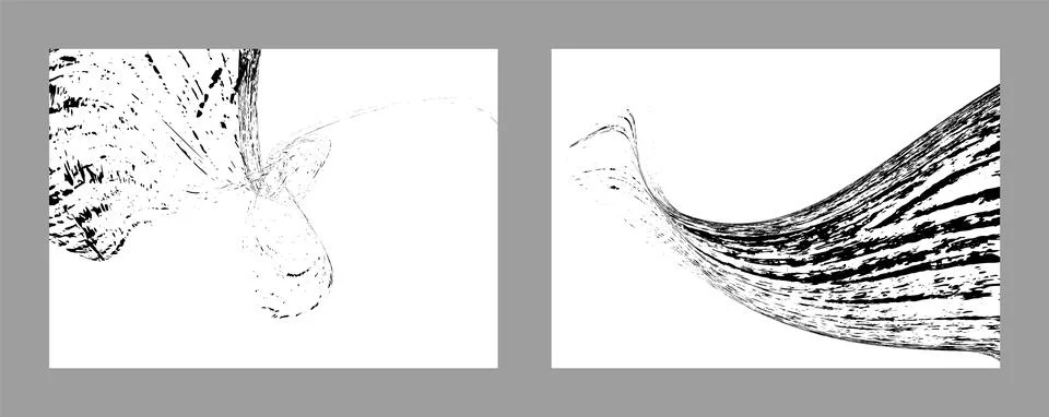Strokes of black paint on a white background. Set of two templates. Graffit.. Stock Illustration