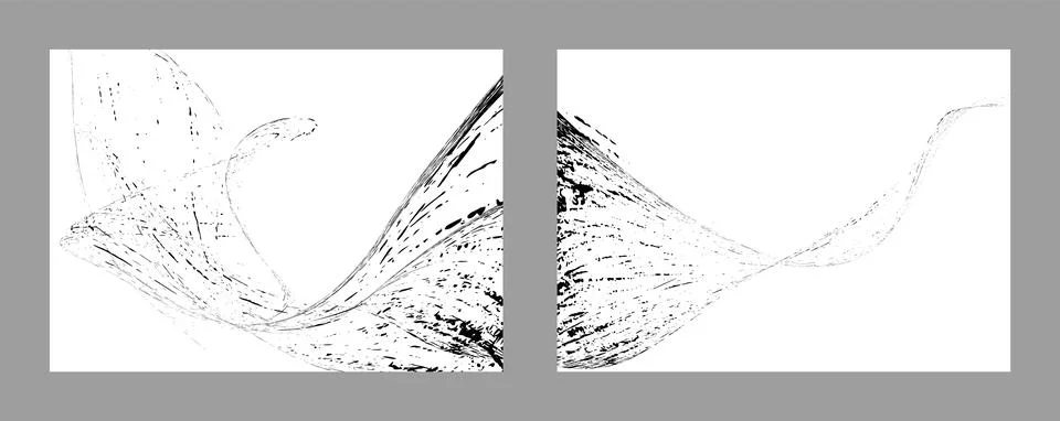 Strokes of black paint on a white background. Set of two templates. Graffiti  Stock Illustration