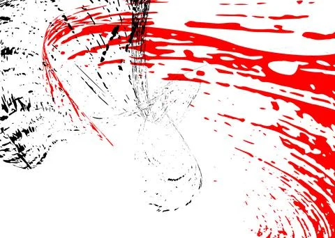 Strokes in different directions with red and black paint on a white backgroun Stock Illustration