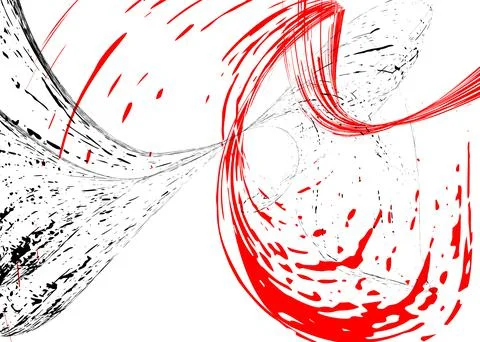 Strokes in different directions with red and black paint on a white backgroun Stock Illustration