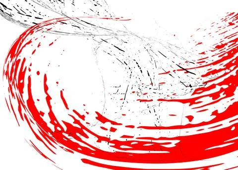 Strokes in different directions with red and black paint on a white backgro.. Stock Illustration