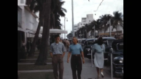 Stroll in Miami 1946 Stock Footage 142016908