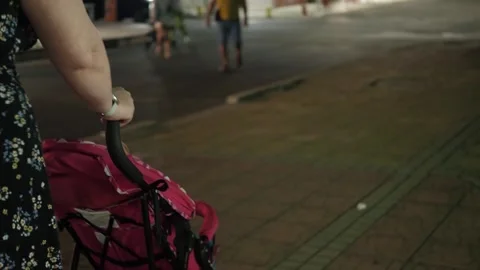 Stroll through city with baby stroller Stock Footage 303499155