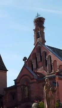 A stroll through the small town of Eguisheim in Alsace 스톡 사진