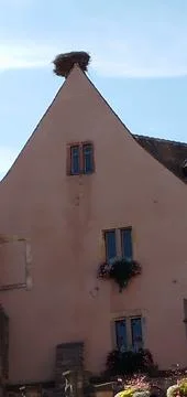 A stroll through the small town of Eguisheim in Alsace Stock Photos