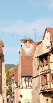 A stroll through the small town of Eguisheim in Alsace Stock Photos
