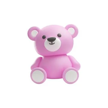 Stroller and teddy bear 3D vector Stock Illustration