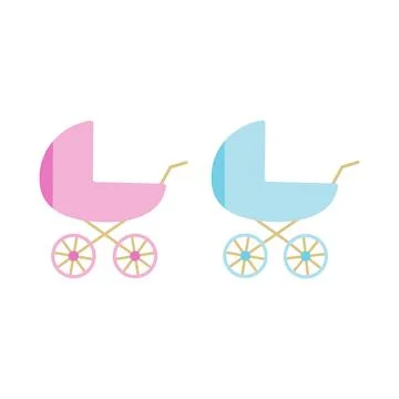 Stroller baby vector isolated icon Stock Illustration