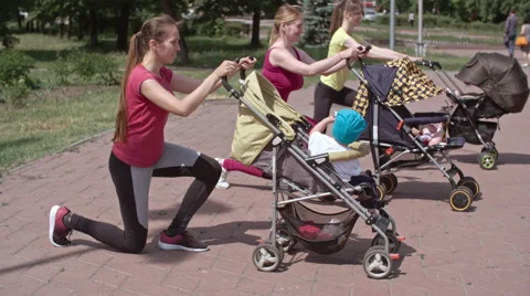 Stroller-Based Workout Video stock 67534494