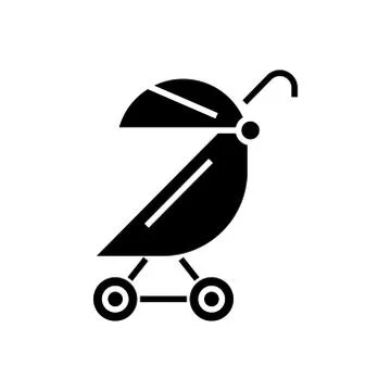 Stroller buggy icon, vector illustration, black sign on isolated background Stock Illustration