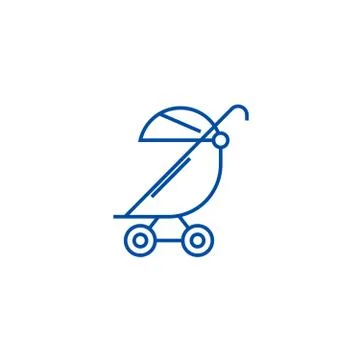 Stroller, buggy line icon concept. Stroller, buggy flat vector symbol, sign Stock Illustration