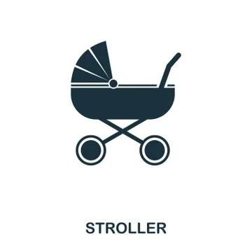 Stroller icon. Mobile apps, printing and more usage. Simple element sing Illustrazione stock