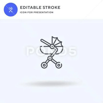 Stroller icon vector, filled flat sign, solid pictogram isolated on white, lo Stock Illustrationen