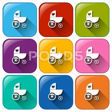 Stroller icons Stock Illustration