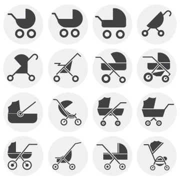 Stroller icons set on background for graphic and web design. Simple illustration 스톡 일러스트