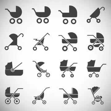 Stroller icons set on background for graphic and web design. Simple illustration 스톡 일러스트