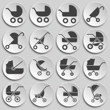 Stroller icons set on background for graphic and web design. Simple illustration Stock Illustration