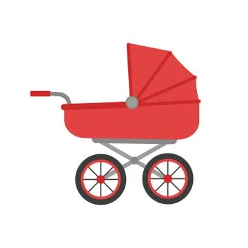 Stroller isolated illustration. Flat style design illustration. Illustrazione stock