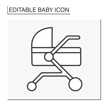 Stroller line icon Stock Illustration