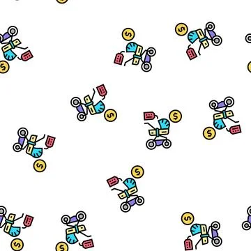 Stroller rental vector seamless pattern sign Stock Illustration
