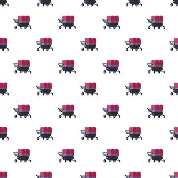 Stroller seamless pattern with baby carriages for parenting Stock Illustration