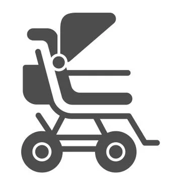 Stroller solid icon. Baby pushchair vector illustration isolated on white. Buggy Stock Illustration
