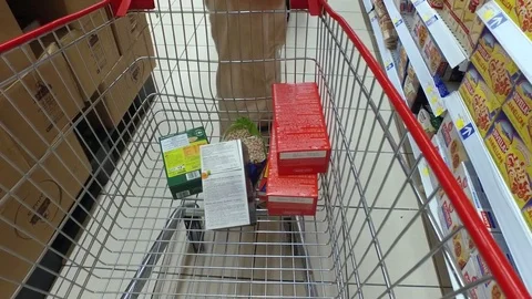A stroller in a supermarket. Stock Footage 77689605