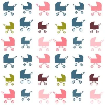 Strollers on white background Stock Illustration