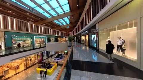 Strolling on the second level of the ultra-modern LoureShopping shopping center Vídeo Stock 274242786