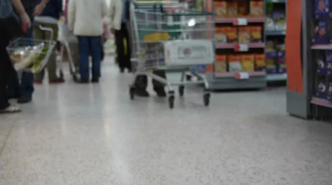 Strolling Through Busy Supermarket Stock Footage 37222544