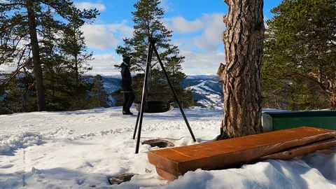 Strolling Through Camp. Rondane National Park, Norway. Static Shot. Stock Footage 274697262