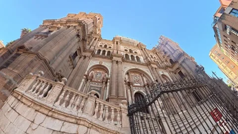 Strolling through the old town and cathedral of Malaga, Spain. Stock Footage 338277330