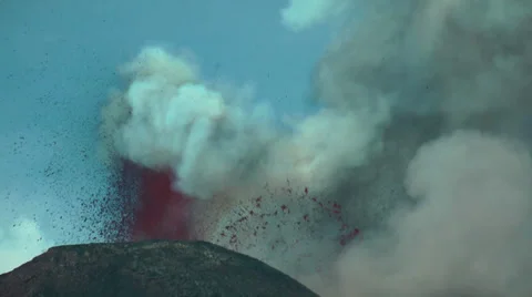 Strombolian activity (eruption) Stock Footage 25422337