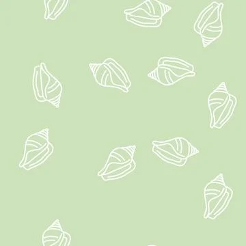 Strombus sea shell beach line seamless pattern Illustrazione stock