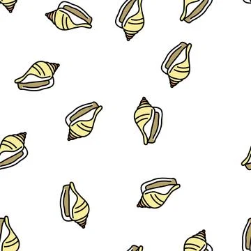 Strombus sea shell beach vector seamless pattern Stock Illustration