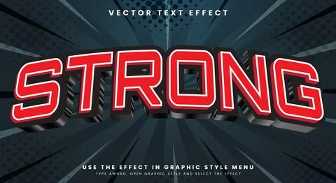 Strong 3D editable text effect Stock Illustration