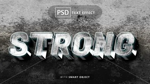Strong 3d text effect editable Modello PSD
