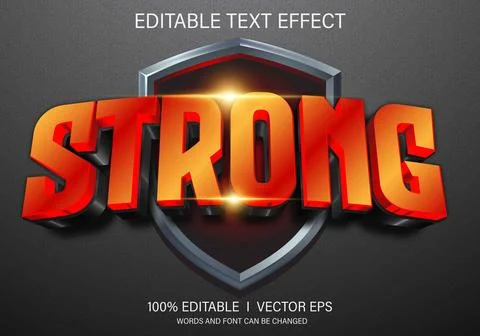 Strong 3d vector text effect with modern style design Stock Illustration