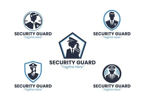 Strong 5 Security Guard Logo Set in modern minimalist concept Illustrazione stock