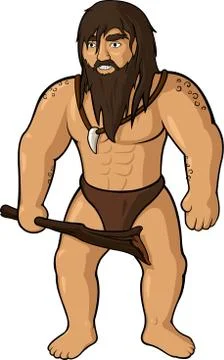 Strong ancient caveman Stock Illustration