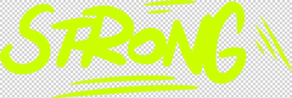 STRONG is appearing in hi-vis yellow-green graffiti brushstroke style over Ilustração Stock