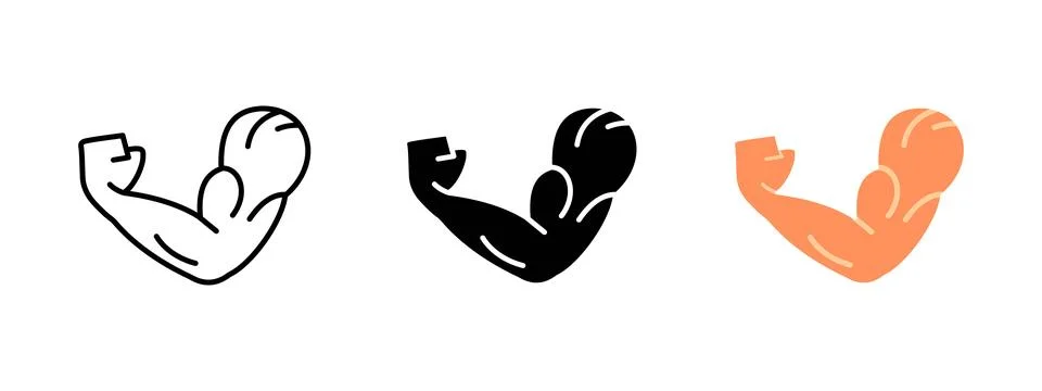 Strong arm biceps icon. Flexed muscular arm symbol. Fitness and bodybuildin.. Stock Illustration
