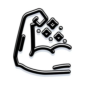 Strong arm flexing bicep with power icons Stock Illustration